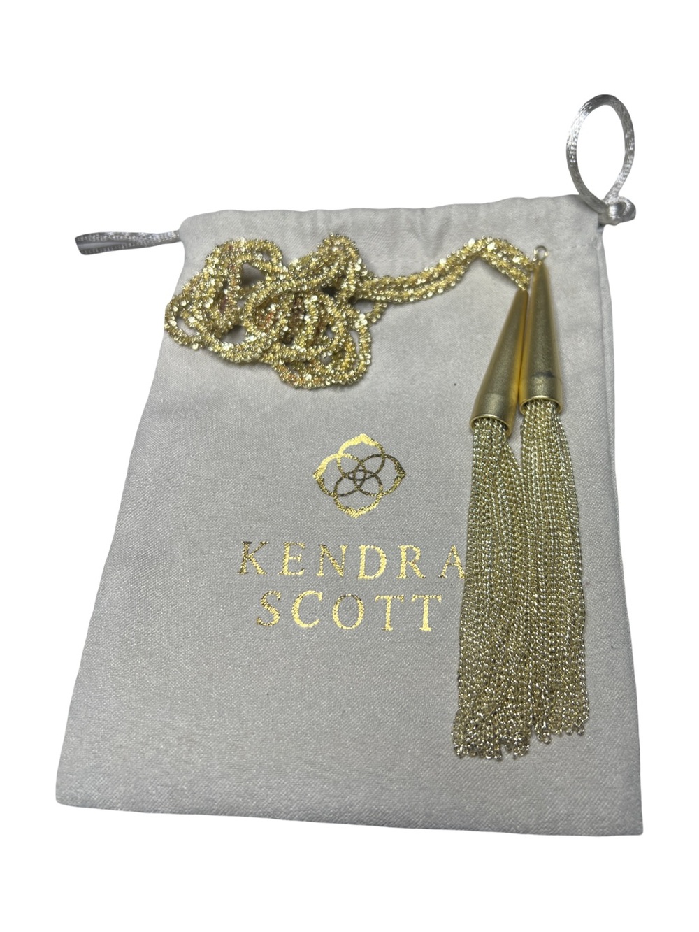 Kendra Scott Phara Tassel Lariat Gold Tone Boho Chic Necklace 48.5” Long - Picture 2 of 6